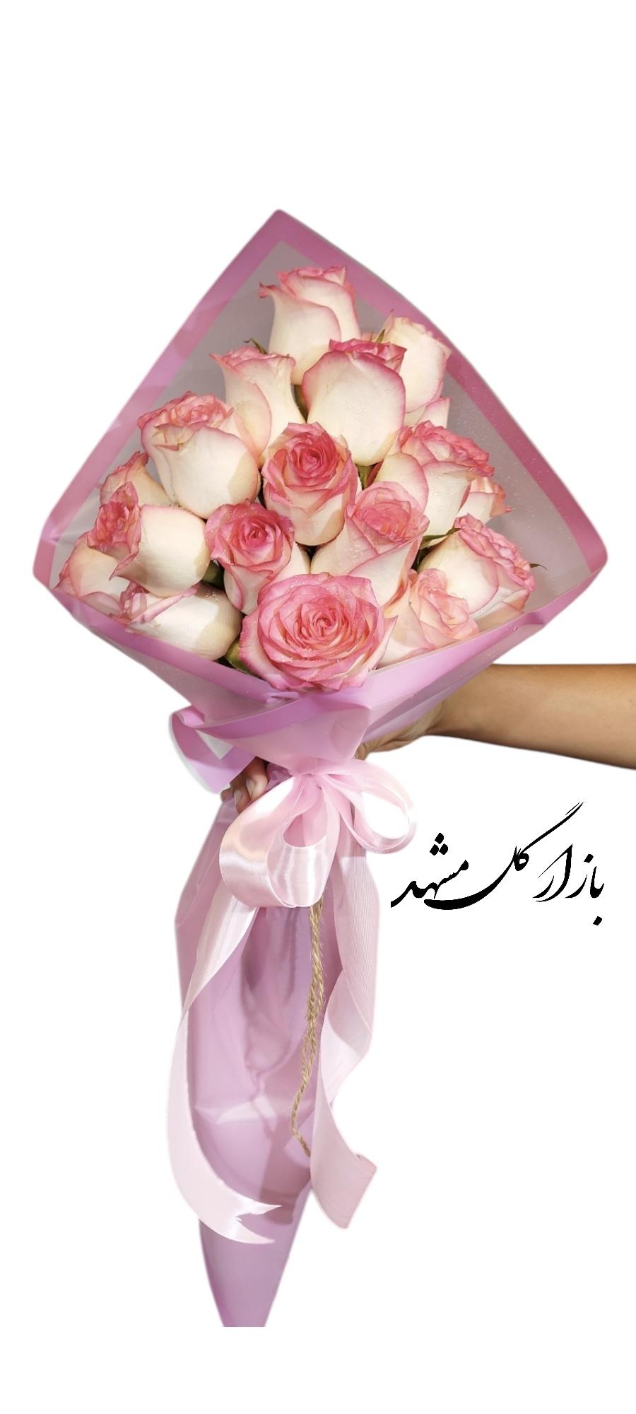 دسته گل 20 شاخه با دیزاین یکطرفه بازار گل مشهد