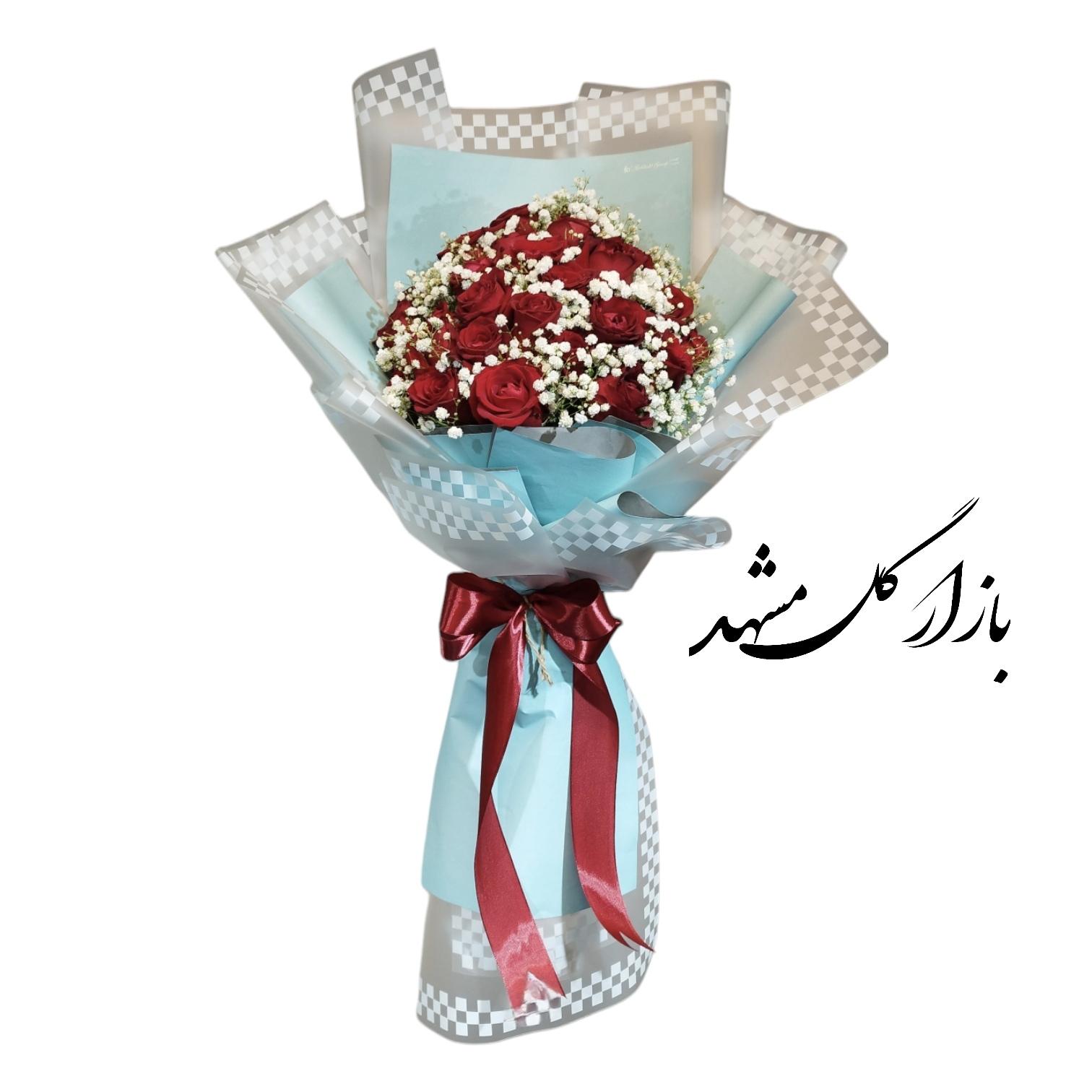 دسته گل ترکیبی رز و ژیپسوفیلا بازار گل مشهد