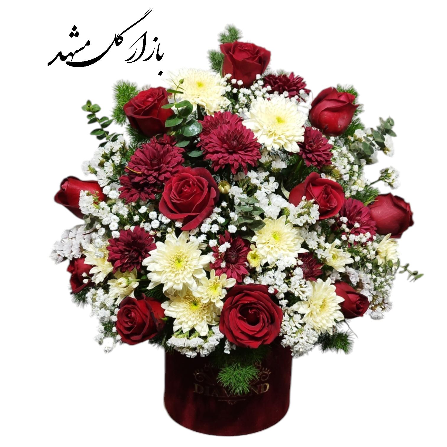 باکس گل ترکیبی رز داوودی بازار گل مشهد