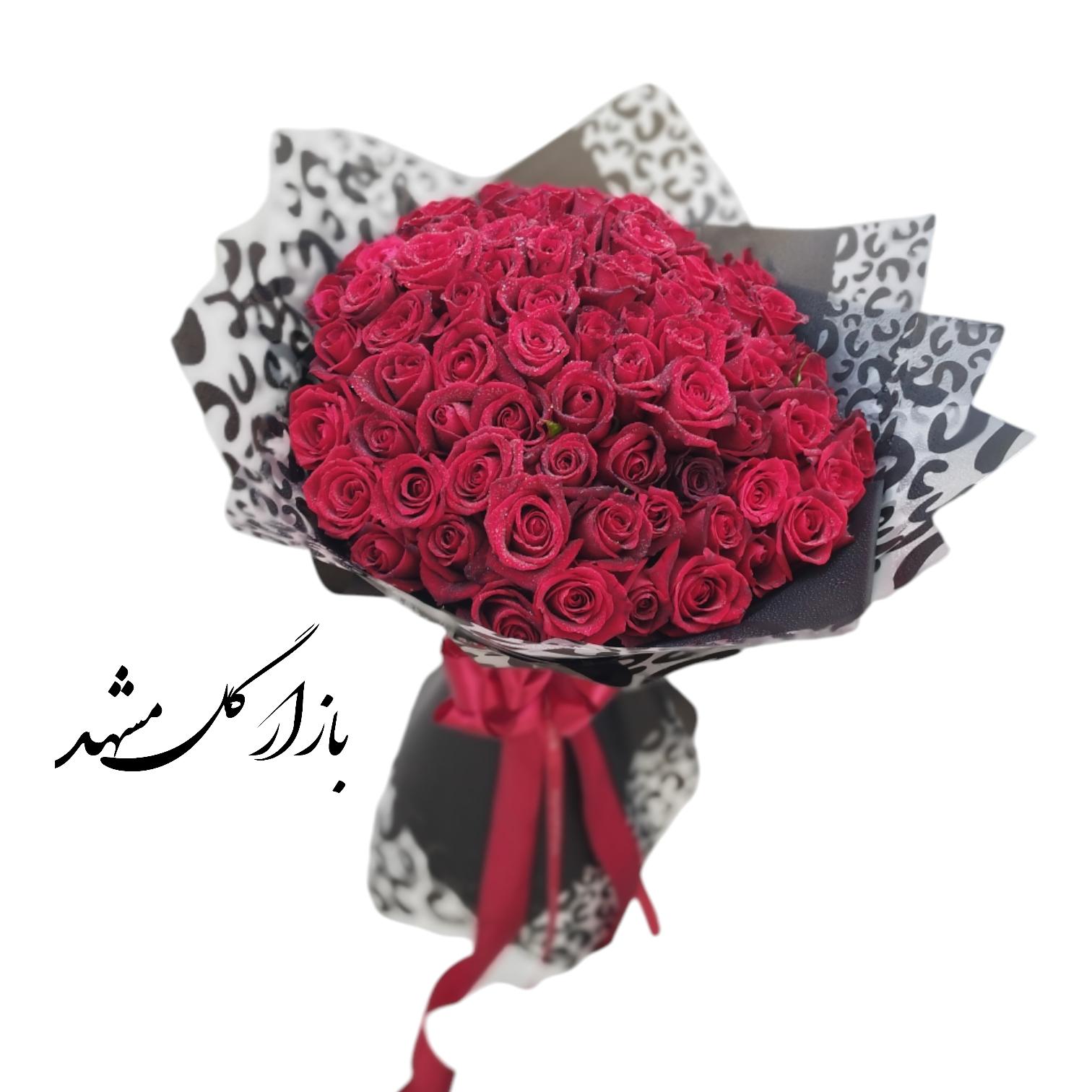 دسته گل سایز بزرگ رز قرمز بازار گل مشهد
