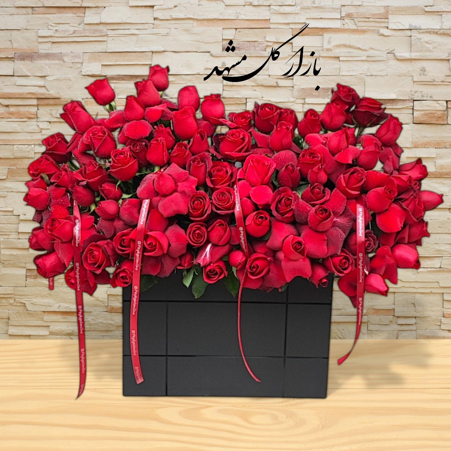 باکس گل بزرگ 80 شاخه رز هلندی بازار گل مشهد