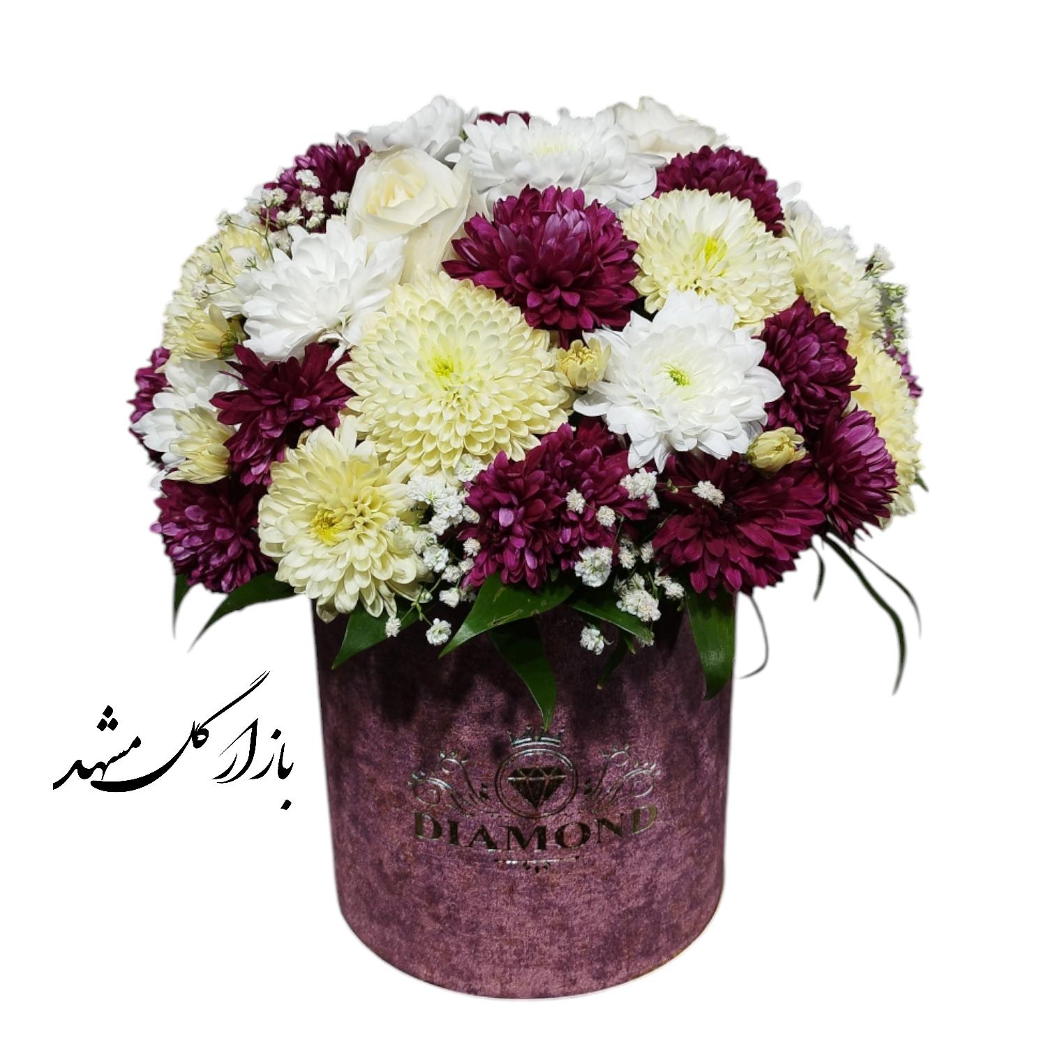 باکس گل ترکیبی رز داوودی بازار گل مشهد